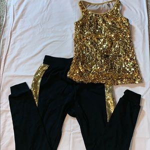 a gold dance costume